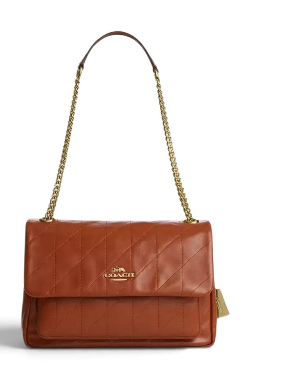 Coach Elodie  Leather Shoulder Bag in Saddle